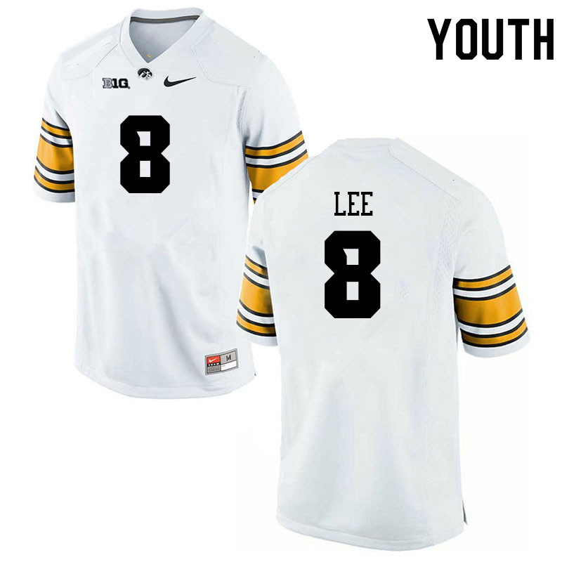 Youth #8 Deshaun Lee Iowa Hawkeyes College Football Alternate Jerseys Sale-White - Click Image to Close